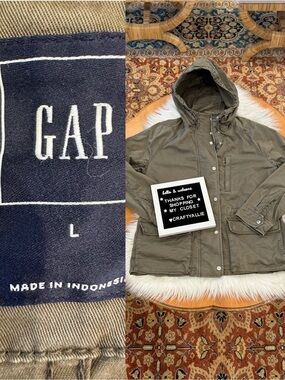 GAP Army Green Hooded Utility Jacket | Women’s Large